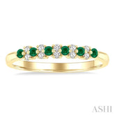 1.9 MM Emerald and 1/10 Ctw Round Cut Diamond Precious Band in 14K Yellow Gold